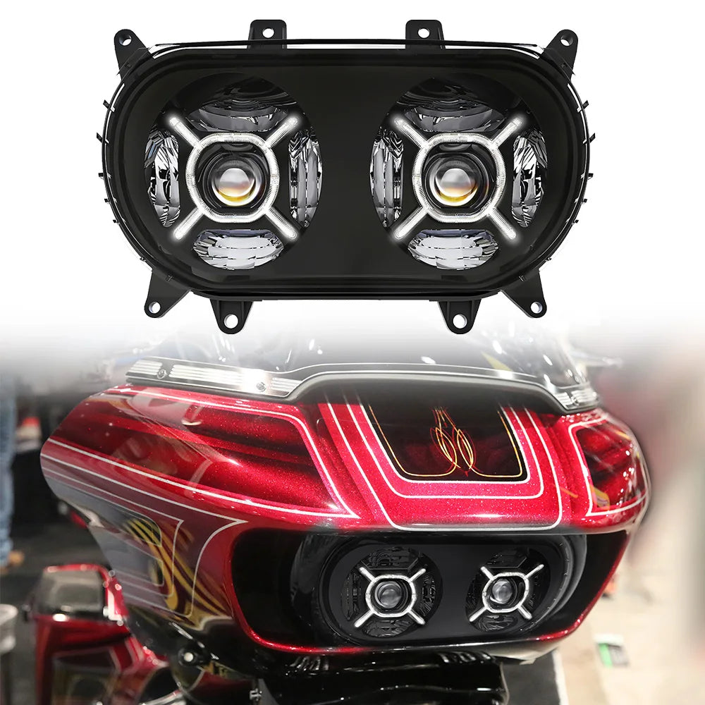 Dual Beam Led Headlight For 2015-2025 HarleyDavidson Road Glide 5 3/4' Led Headlight